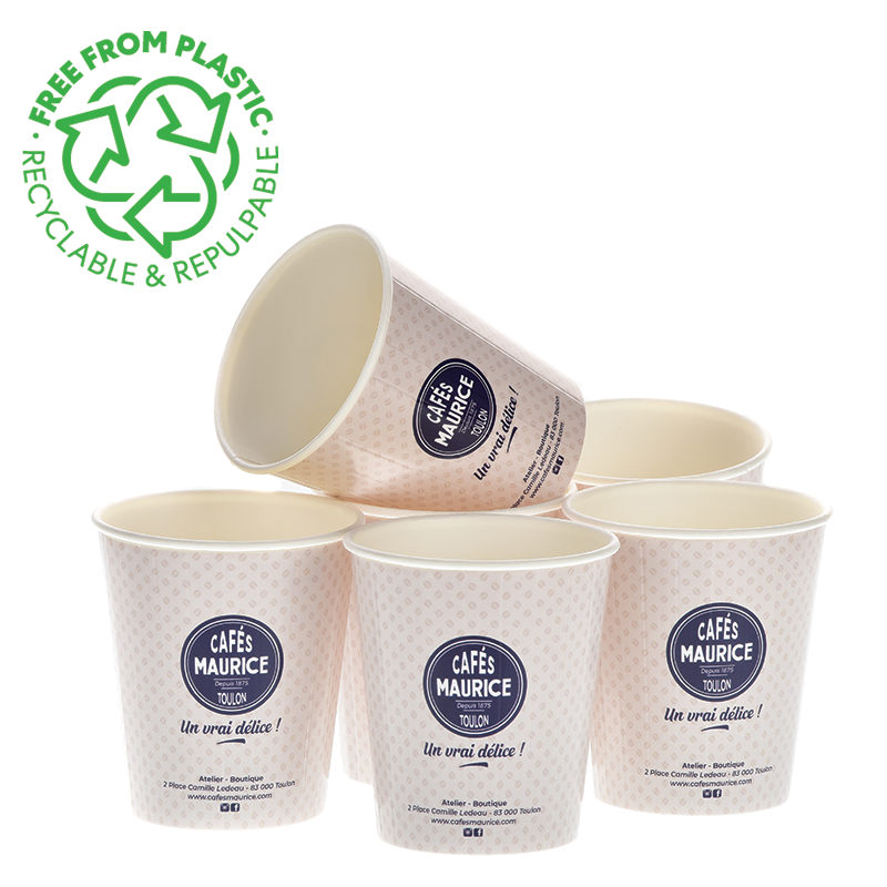 8oz-paper-cups-maurice KUBKI PAPIEROWE TERMOIZOLACYJNE BIO 200/250 ML Z NADRUKIEM INDYWIDUALNYM, RECYKLING